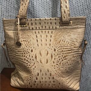 Brahmin Crocodile Embossed Tote - Tan